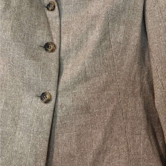 Burberry London Brown Plaid Suit Women Jacket Blazer Pencil Skirt WoolCashmere - Picture 2 of 12